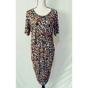 Motherhood Maternity Multicolored Pattern Dress, 3/4 Sleeves, Large